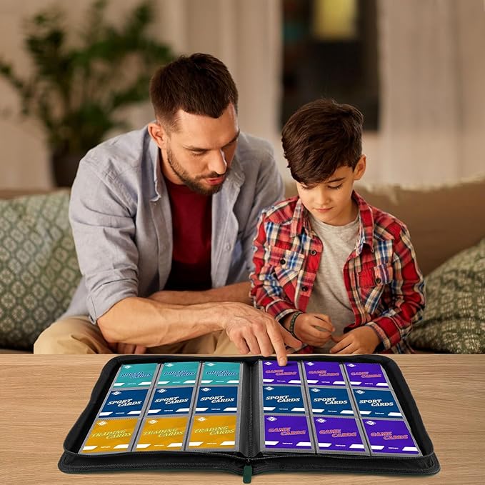 Card Binder for Trading Cards 9 Pocket, TiopLior Zip MTG Card Binders with 432 Side Loading Pocket, Card Album Fit for TCG Baseball Football Sports Card, Easy to Insert Card Collection Binder (green)