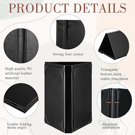 20 Pcs 5 x 7 Inch Triangle Menu Holders for Restaurant 3 Side Leatherette Table Tent Frame Menu Sign Cover Bulk for Restaurant Coffee Cafe Bar Wedding Drink Dessert