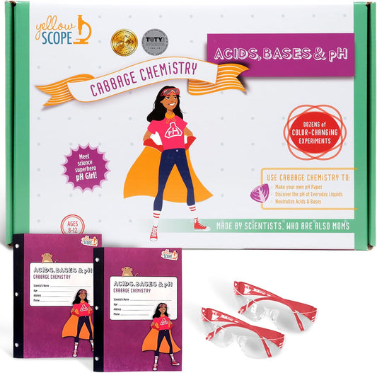 Kids pH Science Kit - Acids & Bases Buddy Pack with 2 Lab Notebooks & Safety Goggles - STEM Experiments for Ages 8-12