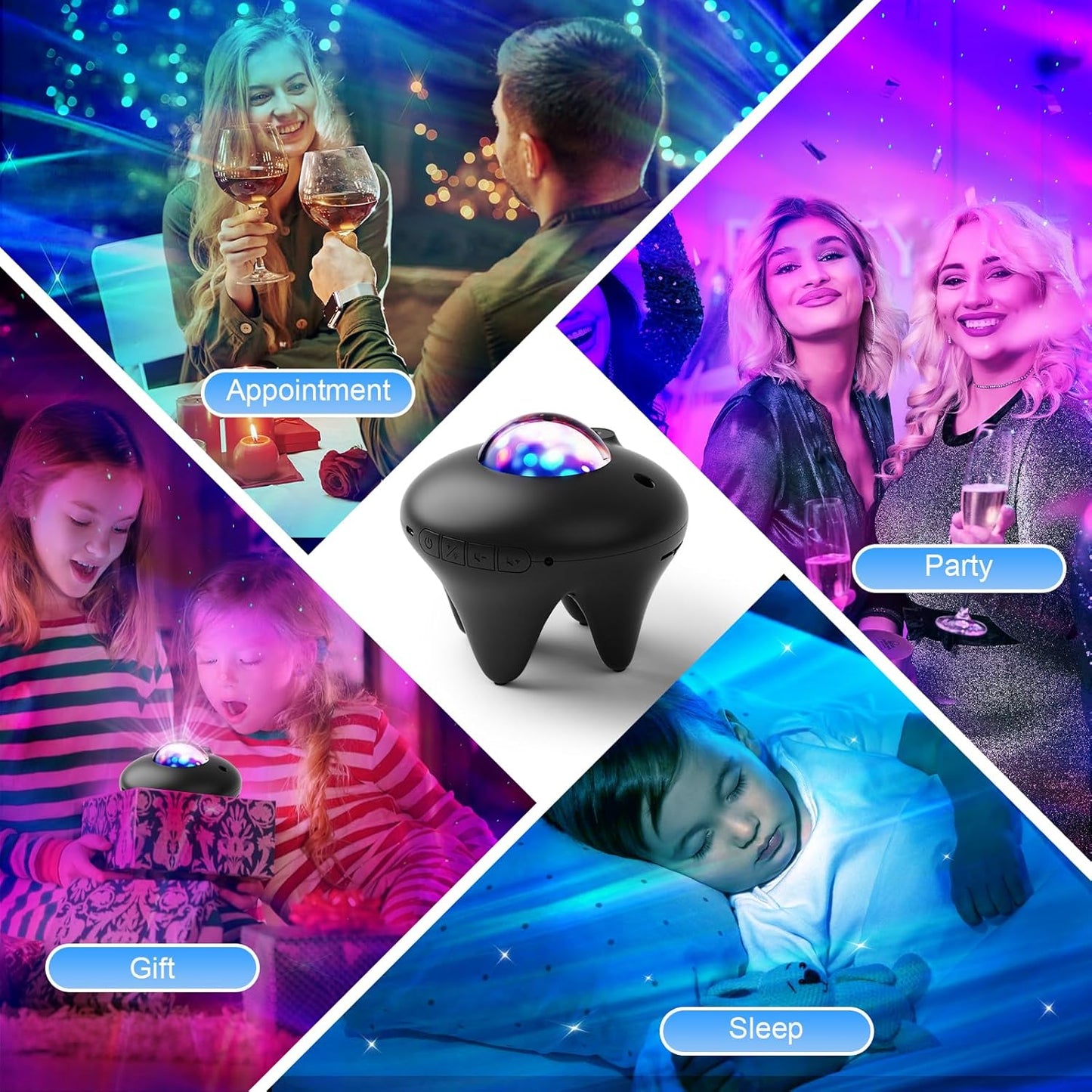 Galaxy Moon Projector, Star Night Light Projector with Bluetooth Connection for Music and Timer and Remote Control for Kids Adults Bedroom Party Bar Decoration (Black)