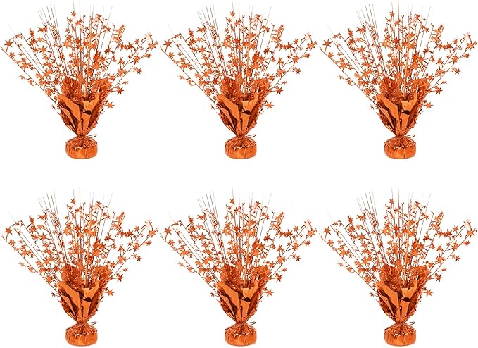 6 Pack Star Table Centerpieces for Party, Birthday Table Decorations for Kids Adults, Party Centerpieces for Tables for Wedding Baby Shower Graduation Holiday Event (Orange)
