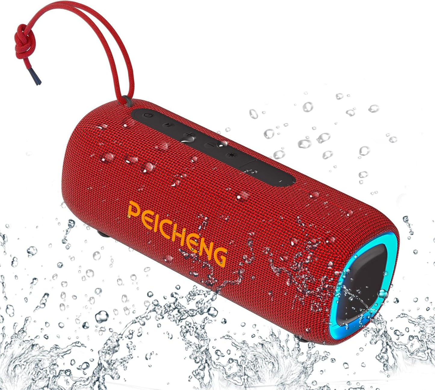 Bluetooth Speaker, Portable Wireless Clear Loud Stereo Sound IPX5 Waterproof with RGB Lights BT5.3 Long Playtime TWS Pairing,for Home Party Outdoor Beach,Great Gift Choice (Red)