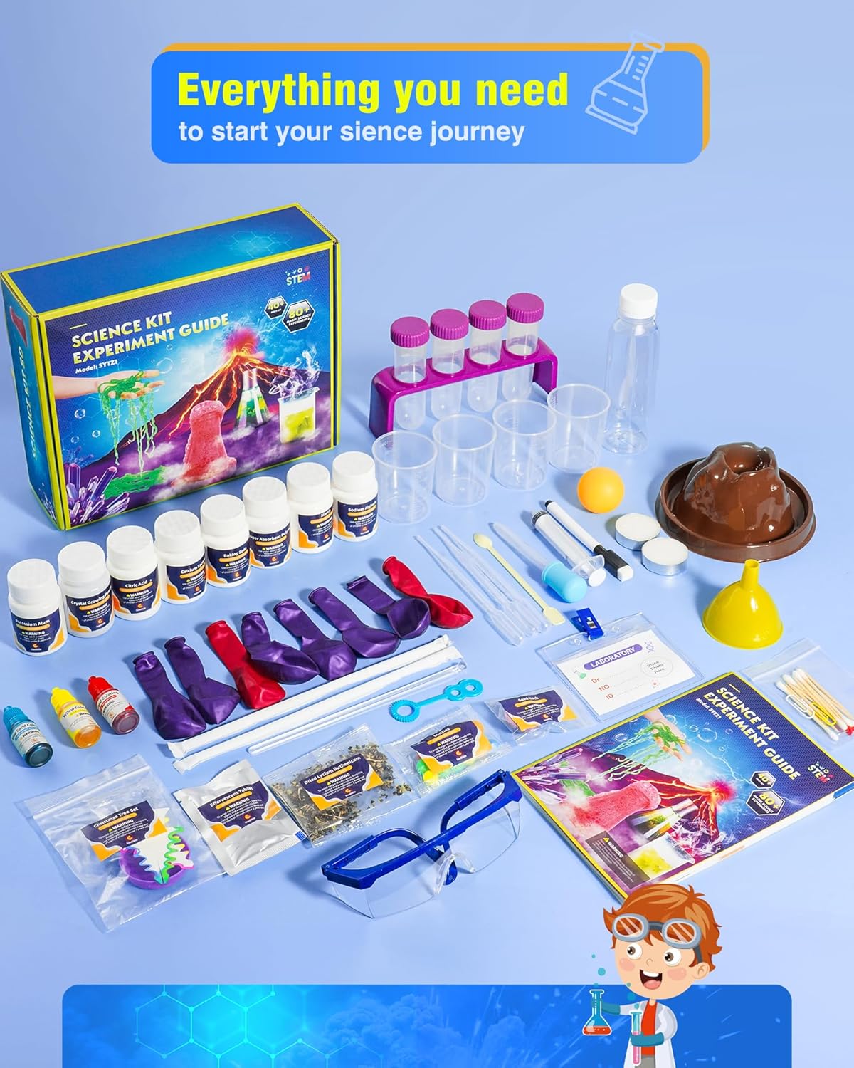 80+ Science Experiment Kit for Kids Ages 5-6-7-8, Birthday Gift Ideas for 4+ Year Old Kid, STEM Learning & Educational Toys, First Science Kit for Boys Girl