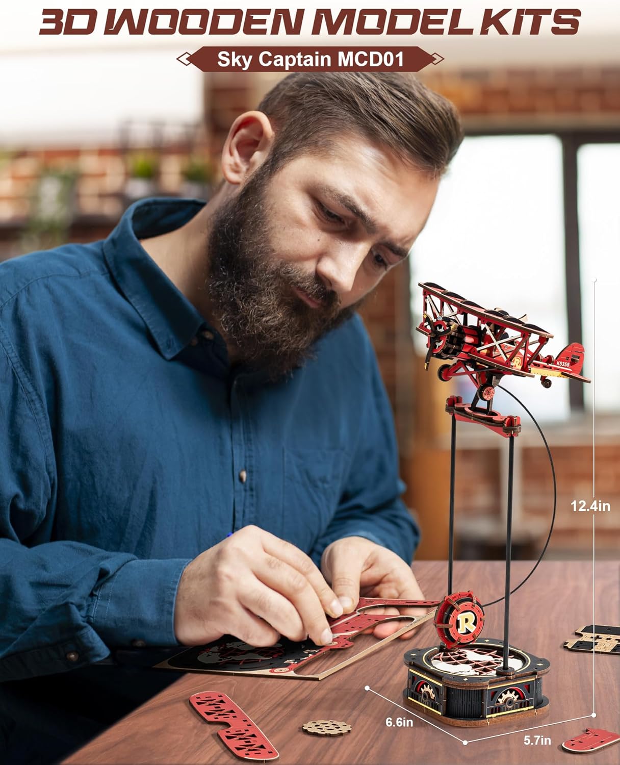 ROKR 3D Wooden Puzzles for Adults,Gravity Swing Model kit, 163Piece 3D Puzzles for Adults