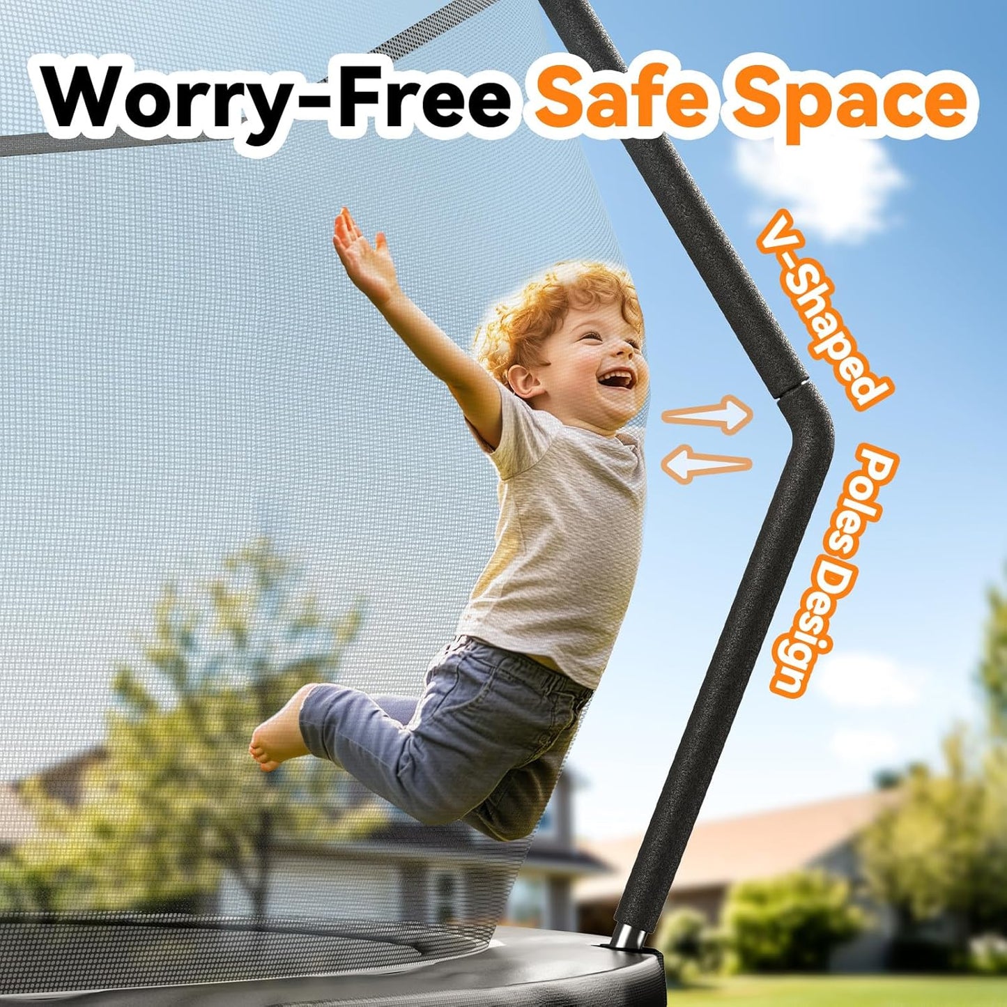 BCAN 8FT 10FT 12FT 14FT 15FT 16FT Recreational Trampoline with Enclosure for Kids Adults, ASTM Approved, Outdoor Trampolines with Ladder for Kids