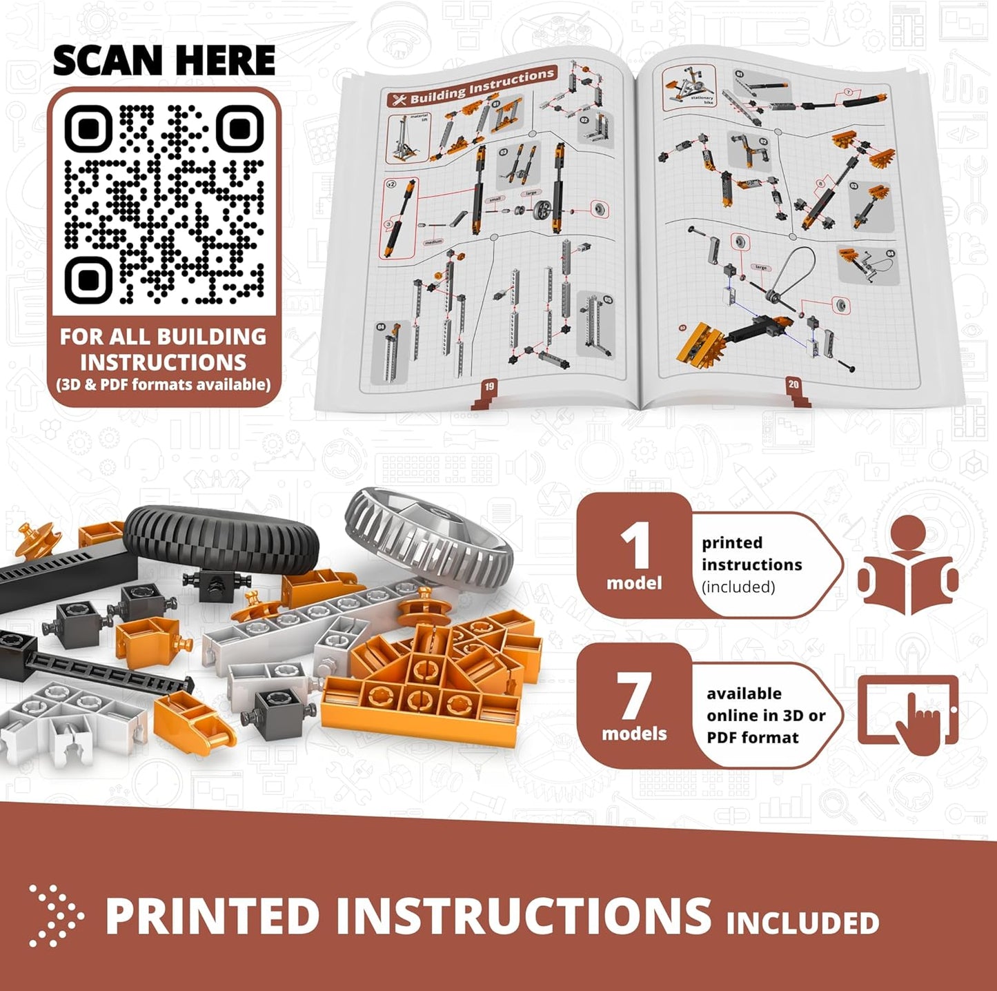 Engino STEM Toys, Pulley Drives Building Toys for Kids 9+, Educational Set, Creative Gift for Boys & Girls, STEM Engineering Kit, Play & Learn (8 Building Model Options)