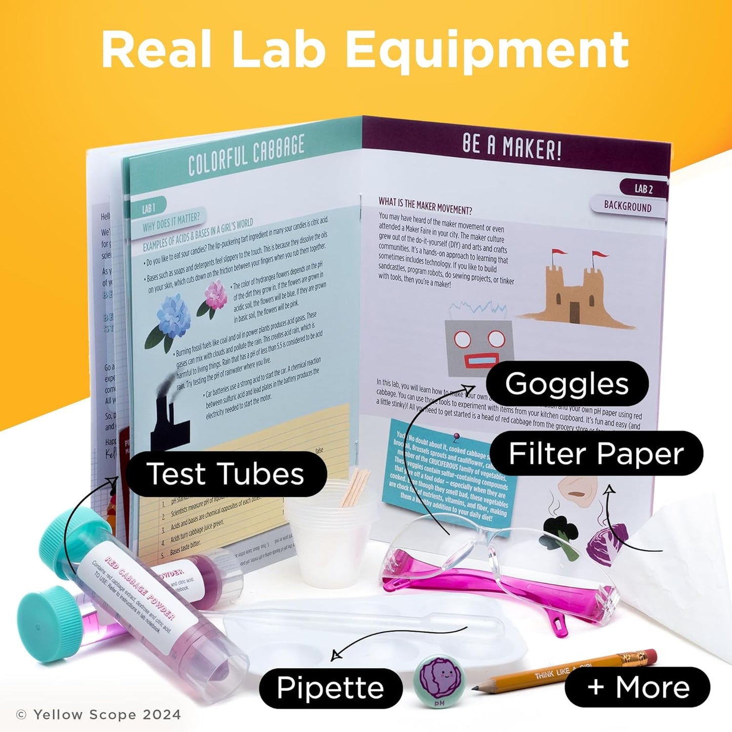 Science Kit for Kids, Acid, Base & pH Kit for Girls and Boys, Cabbage Chemistry, STEM Learning Color Changing Experiment, Kids Ages 8-12