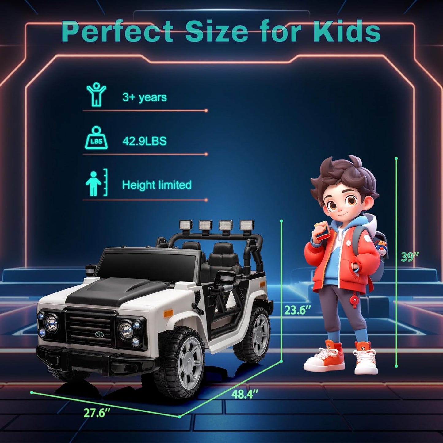 12V SUV 5MPH 2-Seater Ride on Toys, Ride-on Truck Toy w/Parent Remote,4W/2D 3-Speed Kids Electric Vehicles with Motor,Spring Suspension,LED,Music (12V Electric Ride on Truck SUV)
