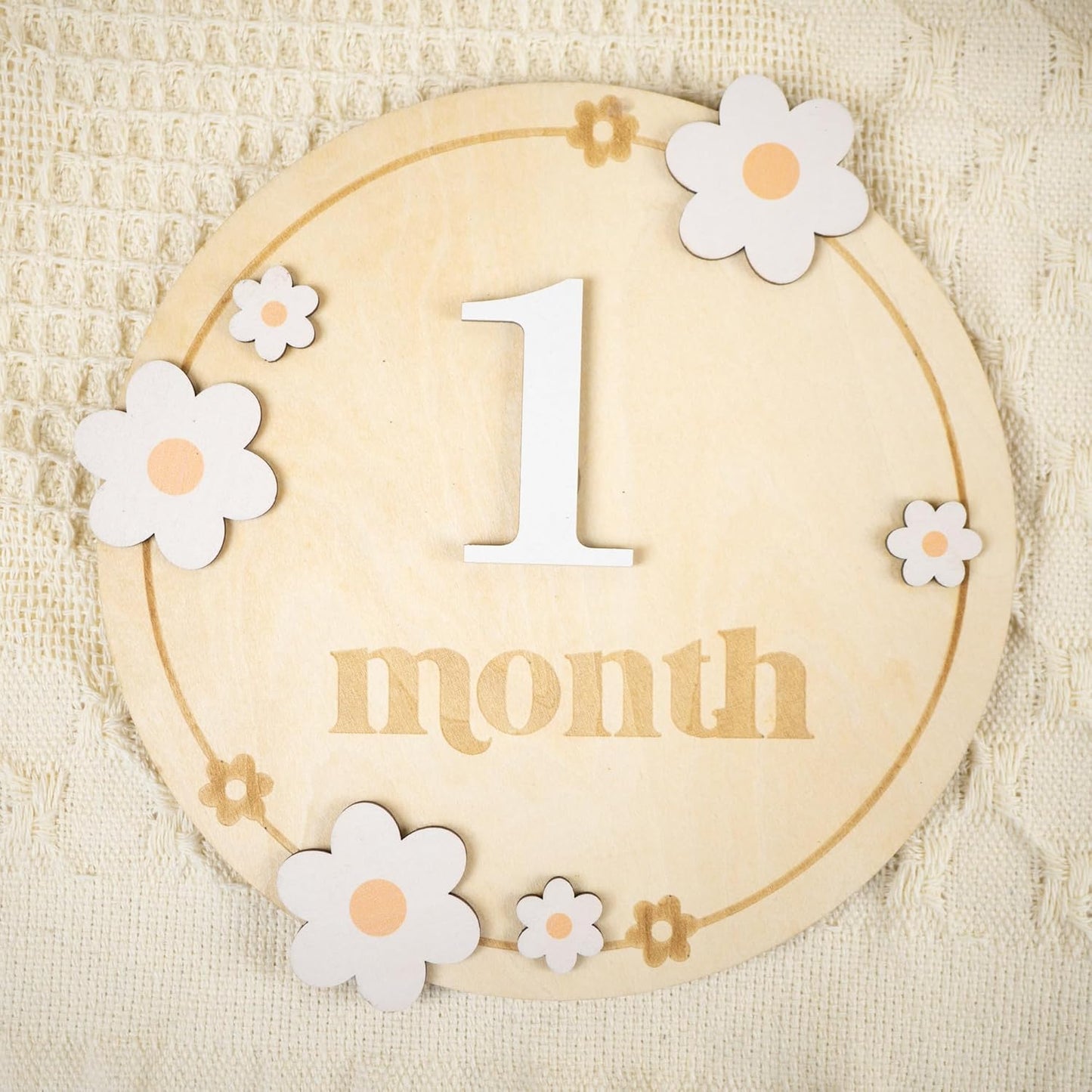 Baby Monthly Milestone Cards - Wooden Monthly Milestone Discs - Newborn Photography Props to Document Your Baby´s Growth - Baby Announcement Sign (B06)