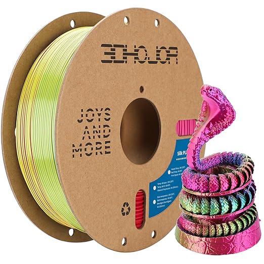 Silk PLA Filament 1.75mm Red Yellow Blue Triple Color PLA 3D Printer Filament 3 in 1 Coextrusion 1KG Spool(2.2lbs) 3D Printing Filament Dimensional Accuracy +/- 0.03mm