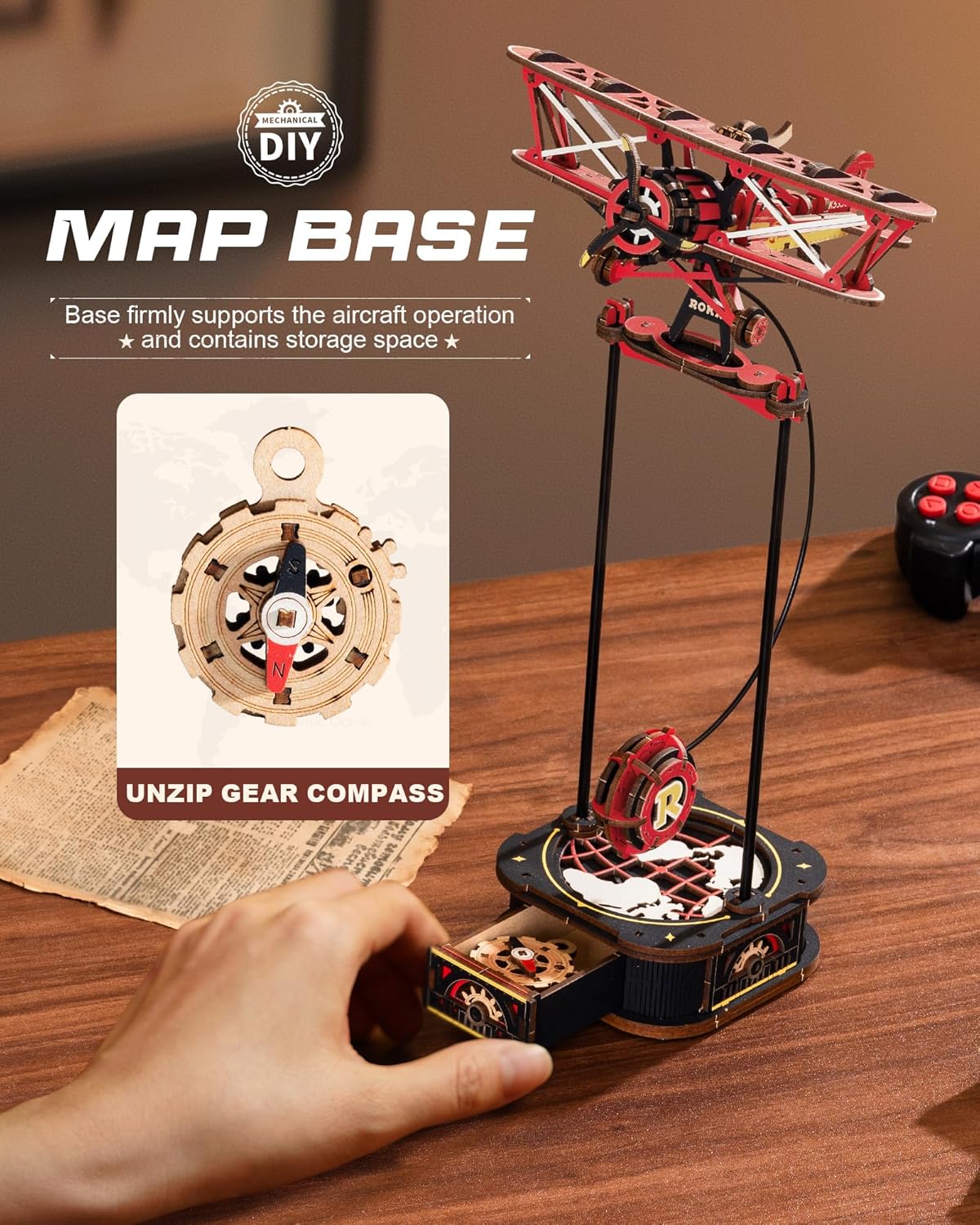 ROKR 3D Wooden Puzzles for Adults,Gravity Swing Model kit, 163Piece 3D Puzzles for Adults