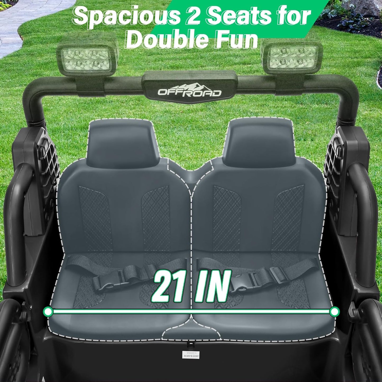 2 Seater Ride On Car Truck with Remote Control XL, Kids 24V Battery Powered Electric Vihicle w/21 in Seat, 3 Speeds, 2WD/4WD Switichable, Shock Absorbers,Bluetooth, Flower, Gift Choice