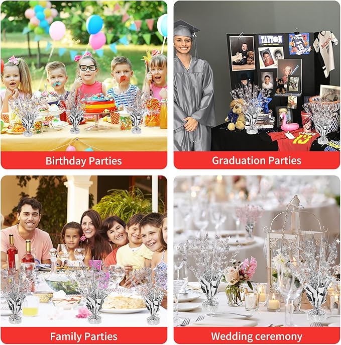 6 Pack Star Table Centerpieces for Party, Birthday Table Decorations for Kids Adults, Party Centerpieces for Tables for Wedding Baby Shower Graduation Holiday Event (Silver)