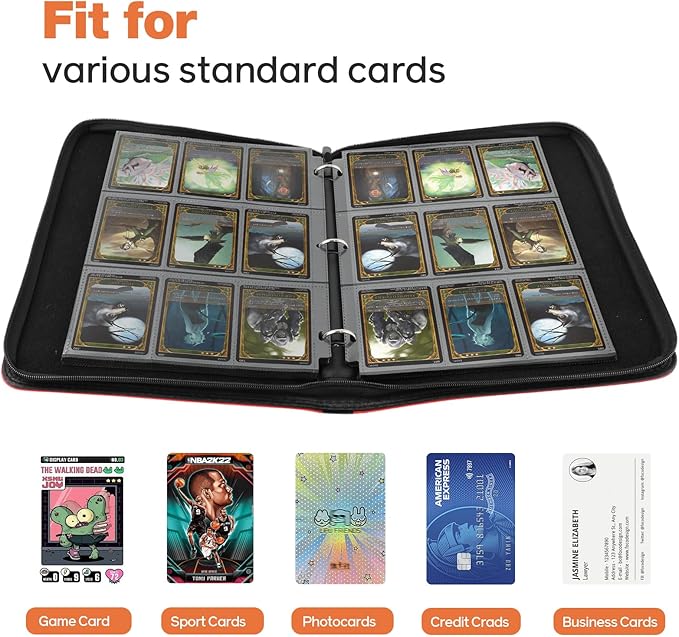 Dragon Design 9 Pocket Card Binder – Premium Trading Card Album Holds 720 Cards, PU Leather Zipper Case with 3-Ring Removable Pages – Perfect for MTG, TCG, Sports Cards, Gift for Collectors