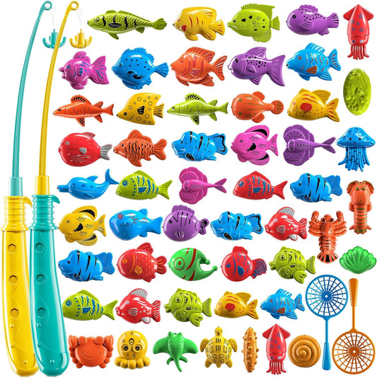 Magnet Fishing Game for Kids 3 4 5 6 7 8 Years Old - Pool Bath Toys for Toddlers, Pole Rod Net, Floating Fish Toys, Outdoor Party Toys for Boys Girls Kids Age 3-8 8-12 Year Old