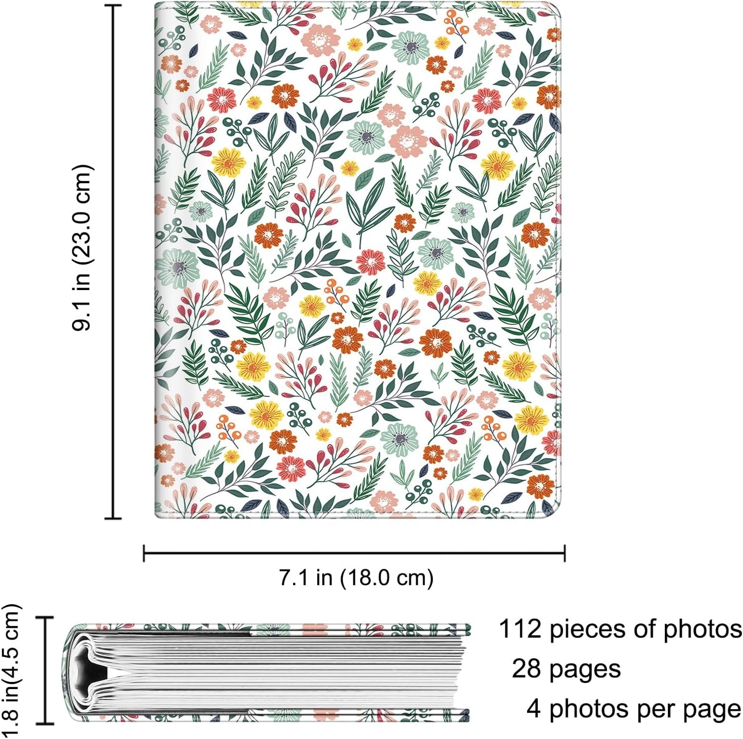 Fintie Photo Album for 4x6 Photos - 112 Pockets Vegan Leather Cover Memory Albums Book for Birthday Family Anniversary Vacation Pictures, Spring Bloom