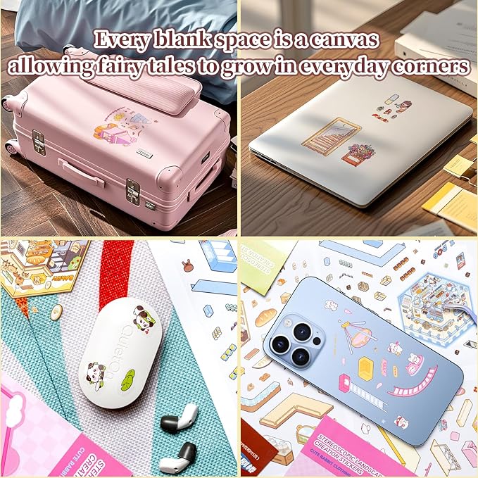 20 Sets 3D House Stickers with Metal Tweezers | DIY Miniature House Scenes Kit for Adults, Cute 3D Cartoon Scene Stickers | Therapy Craft, Relief Stress Pass The Time