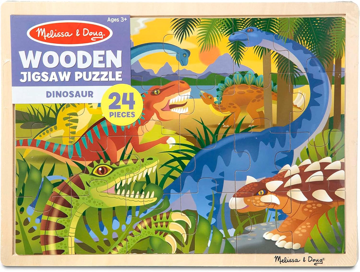 Melissa & Doug Dinosaurs Wooden Jigsaw Puzzle with Storage Tray (24 pcs)