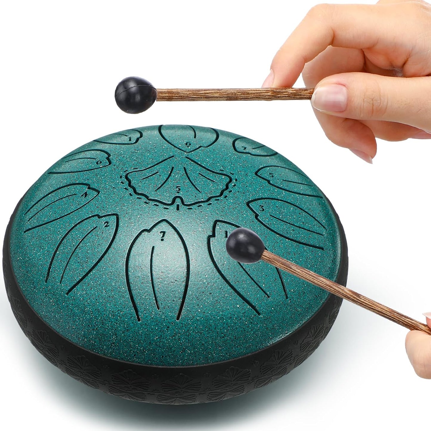 Steel Tongue Drum Percussion, 6 Inch 11 Notes Musical Instruments, Music Gifts for Family Friends (Malachite)