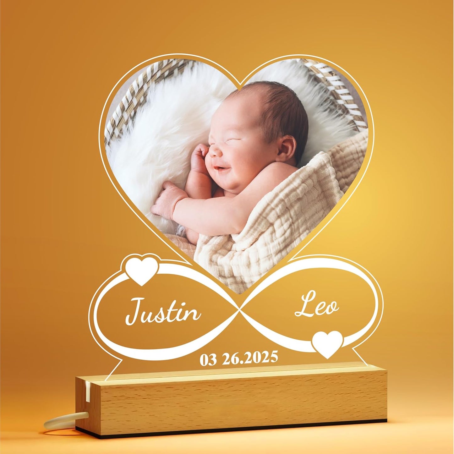 Personalized gift for Kids, Newborn Gifts for Baby Boy Girl, Custom Picture Frame Acrylic Plaque, Children's Room Nursery Bedroom Decor, Baby Shower, Baptism Gifts