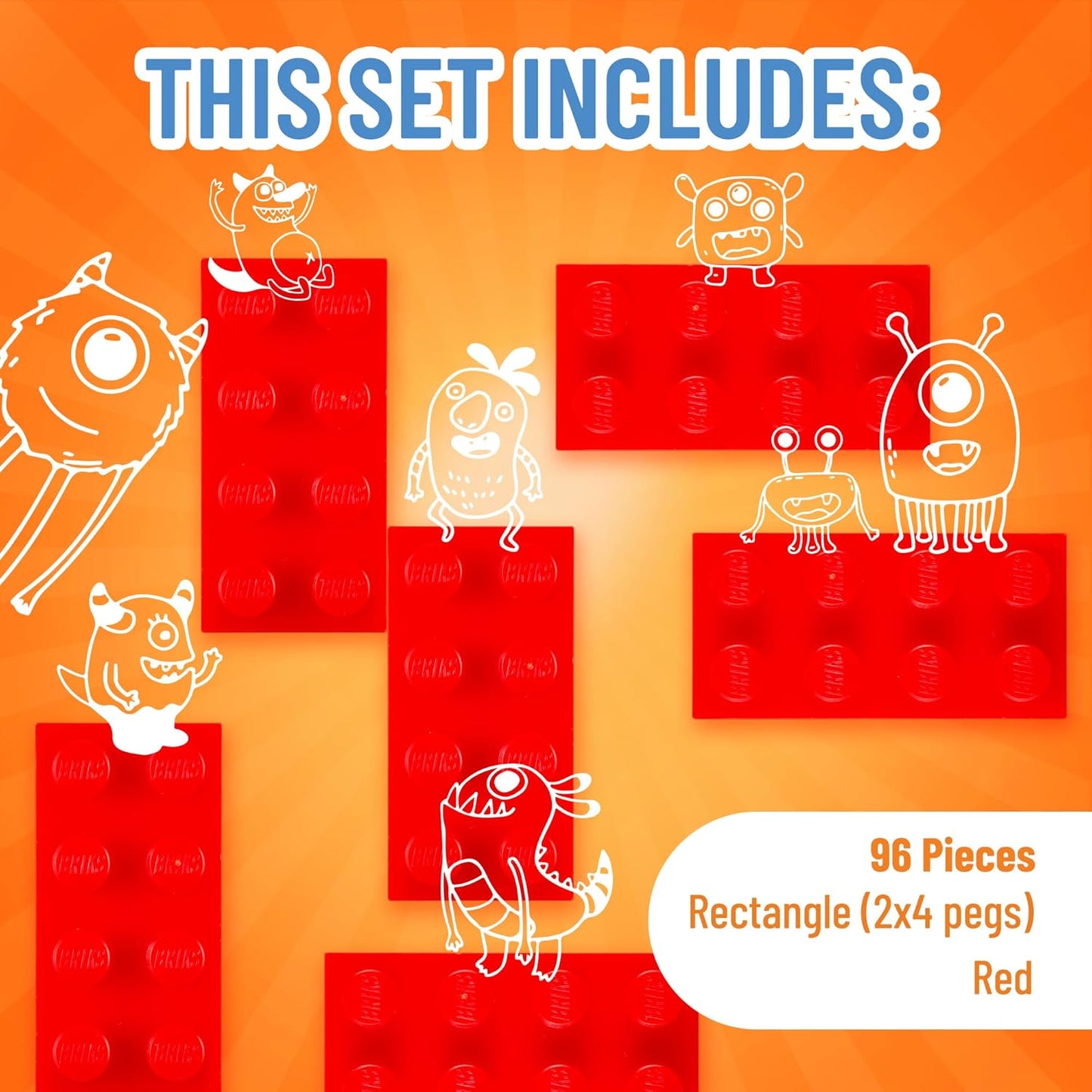 Strictly Briks Classic Bricks Starter Kit, Red, 96 Pieces, 2x4 Studs, Building Creative Play Set for Ages 3 and Up, 100% Compatible with All Major Brick Brands