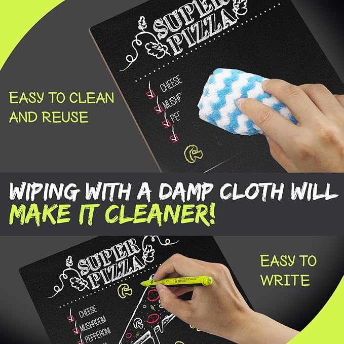 Chalkboard with Beech-Wood Base, 8 x 12 inch Tabletop Message Boards Menu Chalkboard Stand, Double Sided Blackboard for Party, Tables Decoration, Wedding, Bar and Restaurant