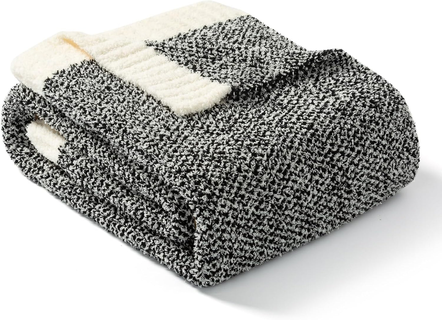 Snuggle Sac Heather Black Throw Blanket for Couch 50x70 inches, Super Soft Warm Blankets Cozy Knit Fuzzy Plush Lightweight Oversized Throws for Sofa, Bed, Camping, Picnic, Black, 50" x 70"