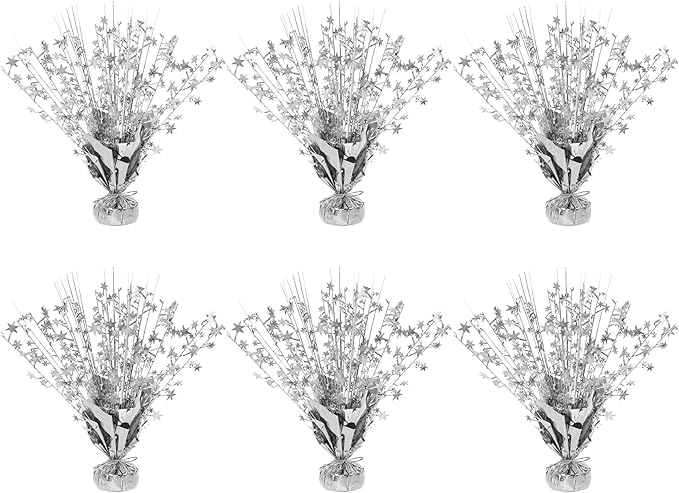6 Pack Star Table Centerpieces for Party, Birthday Table Decorations for Kids Adults, Party Centerpieces for Tables for Wedding Baby Shower Graduation Holiday Event (Silver)