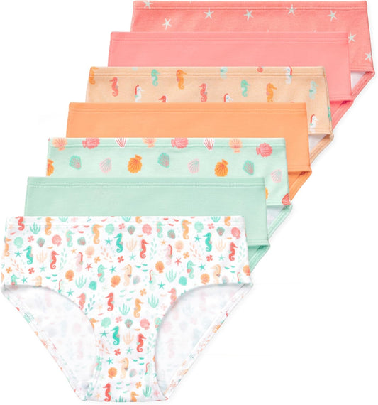 Lucky & Me Girls 100% Organic Cotton Underwear Briefs, Gracie 7 Pack