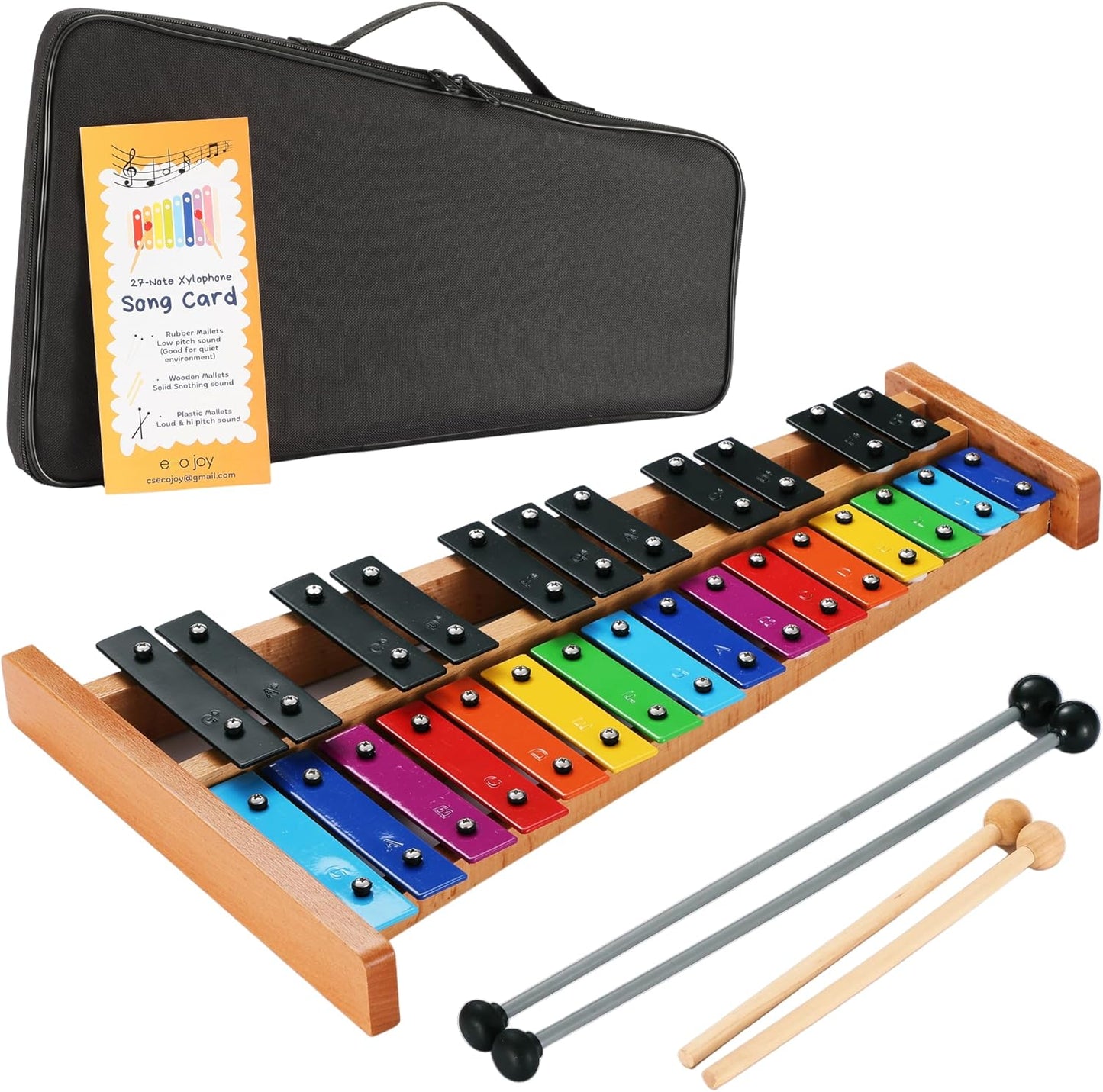 Xylophone + Rubber & Wooden Beaters| 27 Notes Glockenspiel for Adult & Kids| Professional Xylophone Instrument Music Teaching| Gifts Includes Song Book and Carry Case