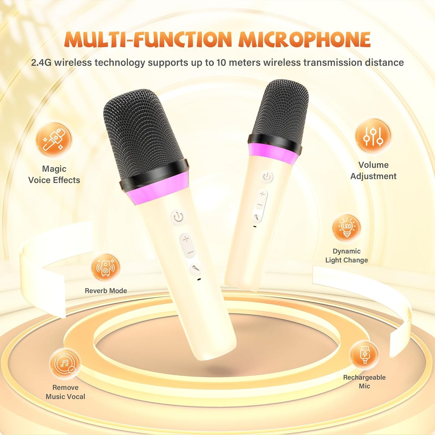 Mini Karaoke Machine for Kids Adults: Portable Bluetooth Speaker with 2 Wireless Mics for Home Party - Singing Karaoke Birthday Gift for Girls Boys 4 5 6 7 8 9 10 11 12+ Years Old Family Party