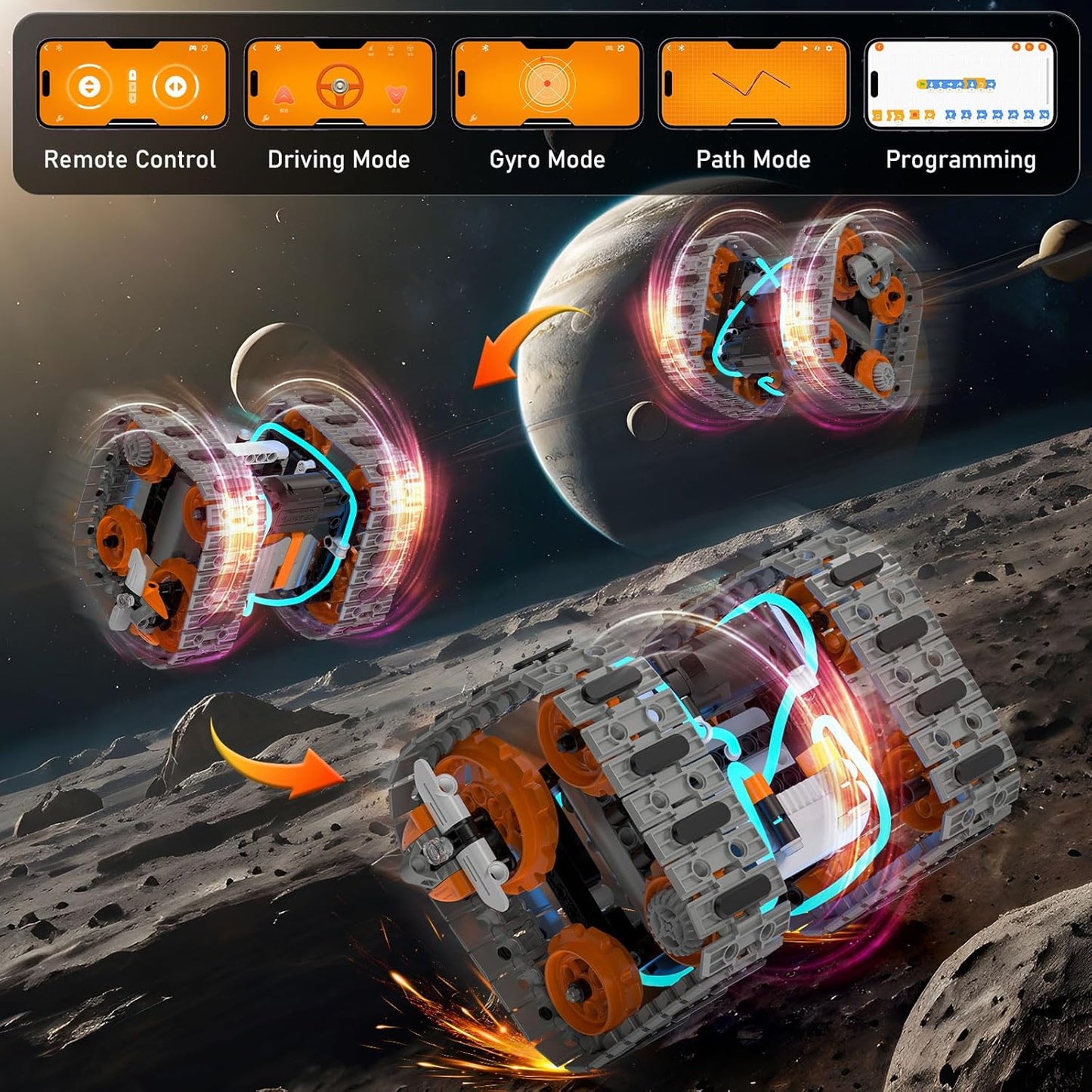 5in1 STEM Building Toys for Kids 6-14, Remote & APP Controlled Mech Robots/Heavy Tanks/Tracked Racer STEM Building Kit for Kid Science Learning, 552 Pcs DIY Building Blocks Set Gifts for Boys & Girls