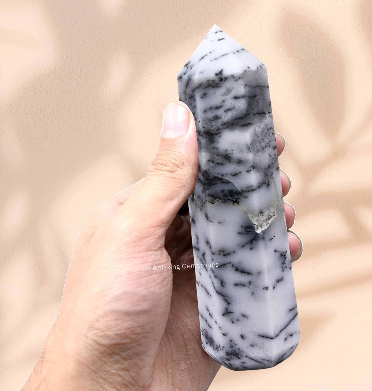 Large Dendrite Opal Crystal Towers ~ Natural Healing Crystal Point Obelisk for Reiki Healing and Crystal Grid (5.5" to 6" INCH)
