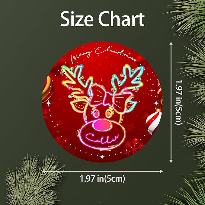 Personalized Christmas Stickers - Custom Name Waterproof Christmas Gift Tags for Gift Box Xmas Holiday Decorations Party Favors - 30 Stickers (Neon Reindeer)