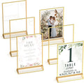 Dasher Products Gold Picture Frames Double-Sided, 6-Pack 4x6 Acrylic Table Number Holders, Clear Easel Stands for Signs, Gold Frames for Wedding Table Numbers, Menu Holders, and Photo Displays for Events and Décor