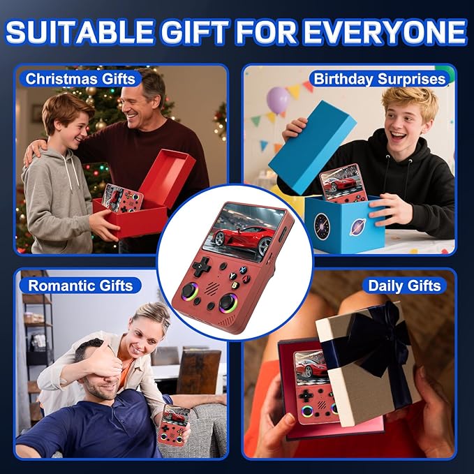 RG36 PRO Retro Handheld Game Console - Support 30000+ Classic Games,3.5-Inch Screen,3000mAh Battery,Linux OS, Portable Game Console for Travel - Birthday Gift for Teens,Boy Friends(Red)
