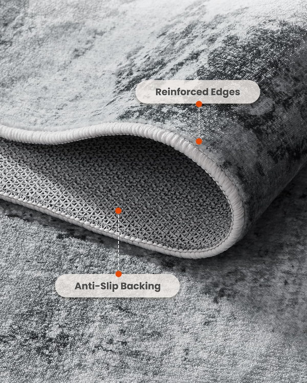 AMADA HOMEFURNISHING 6x9 Washable Area Rug, Modern Abstract Living Room Rug with Non-Slip Backing & Short Pile, Large Rug with Abstract Pattern for Living Room, Bedroom and Dinning Room, Light Grey