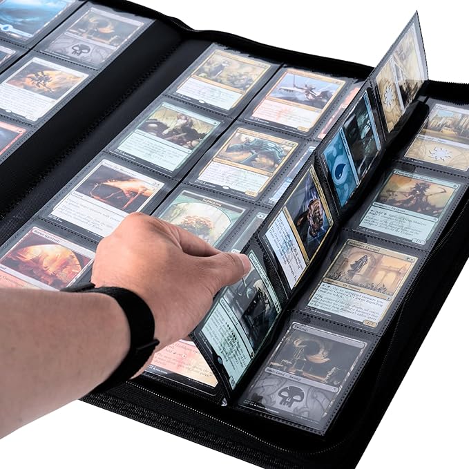 1408+ Pockets Trading Card Binder, 16-Pocket Card Ablum Compatible with MTG,Sports Cards & Other Standard Size Trading Card (Black)