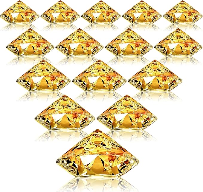 Boao 24 Pack Diamond Place Card Holders Acrylic Table Number Holder Card Stands Crystal Diamond Party Decorations Favor for Weddings Home Table(Gold)