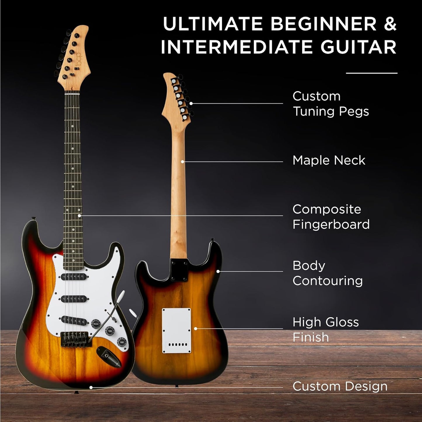 Best Choice Products 39in Full Size Beginner Electric Guitar Starter Kit w/Case, Strap, 10W Amp, Strings, Pick, Tremolo Bar - 3 Color Sunburst