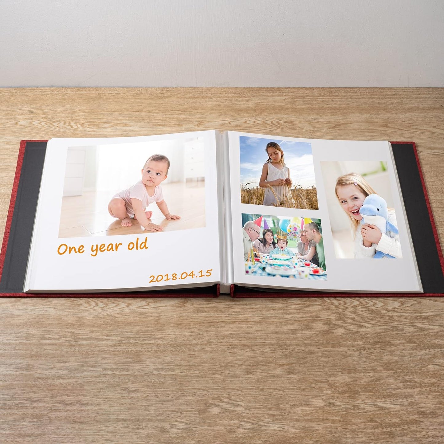 Large Photo Album Self Adhesive Scrapbook Album for 4×6 5×7 8×10 Pictures DIY Magnetic Linen Cover Album 60 Pages for Family Wedding Gifts with Metal Pen and Plastic Board