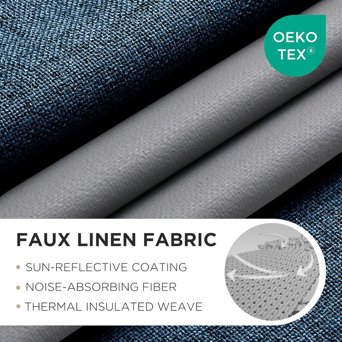 Joydeco Blackout Curtains 90 Inches Long 2 Panels Burg, Room Darkening Curtains for Bedroom, 100% Black Out Textured Thermal Drapes Privacy Protection 2 Panels Set(W52 x L90 Inch, Navy Blue)