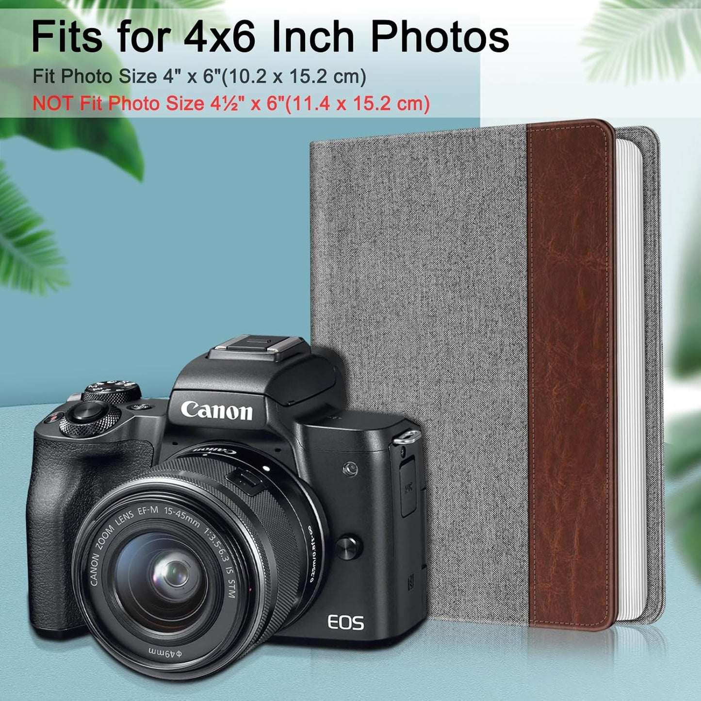 Fintie Photo Album for 4x6 Photos - 112 Pockets Vegan Leather Cover Memory Albums Book for Birthday Family Anniversary Vacation Pictures, Denim Grey