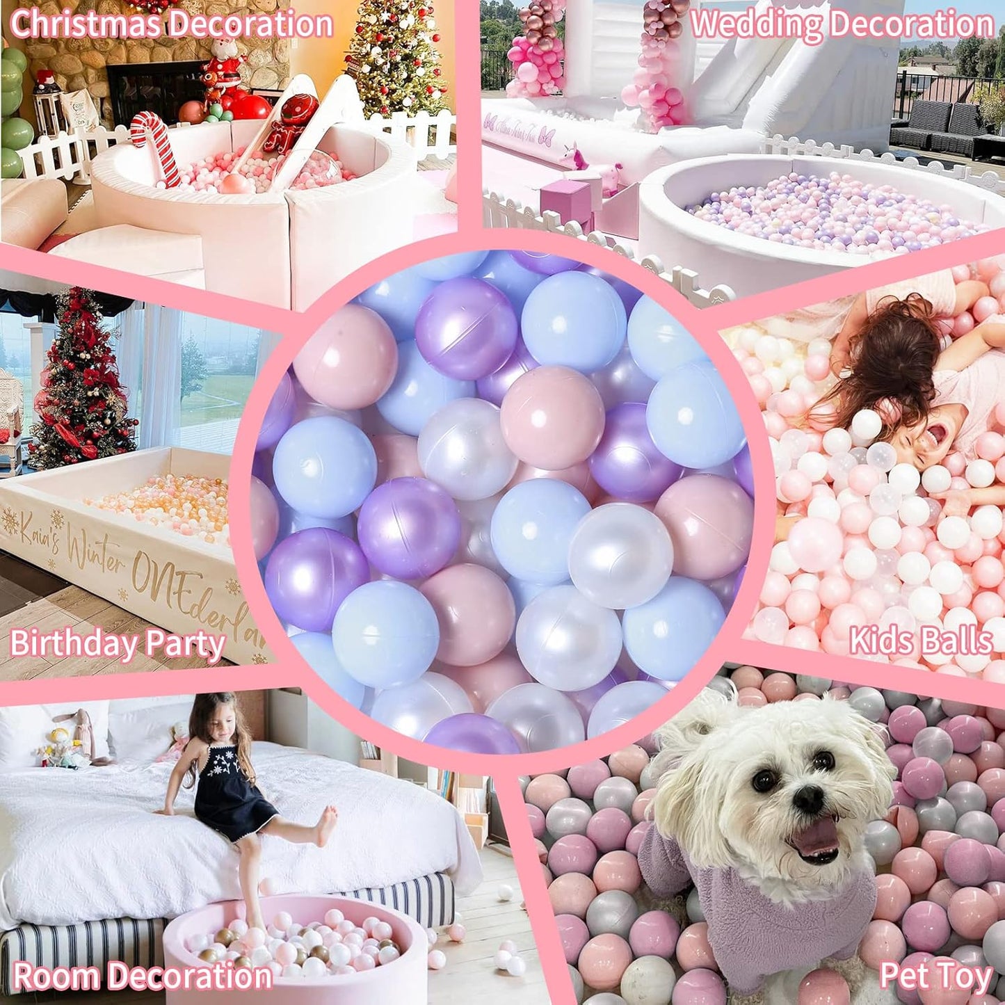 GOGOSO Ball Pits Balls for Toddlers Pack of 50 100 200 Plastics Shape Ball Non-Phthalate Non-BPA Non-Toxic 2.2-Inch Crush Proof Play Balls