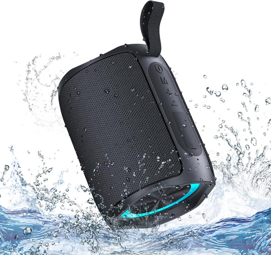 Speaker, Portable Wireless Speaker Waterproof IPX5 Bluetooth 5.3 Speakers Loud Stereo Sound with LED Light TWS Speakers Suitable for Travel, Home and Outdoor Travel, Black(06A)