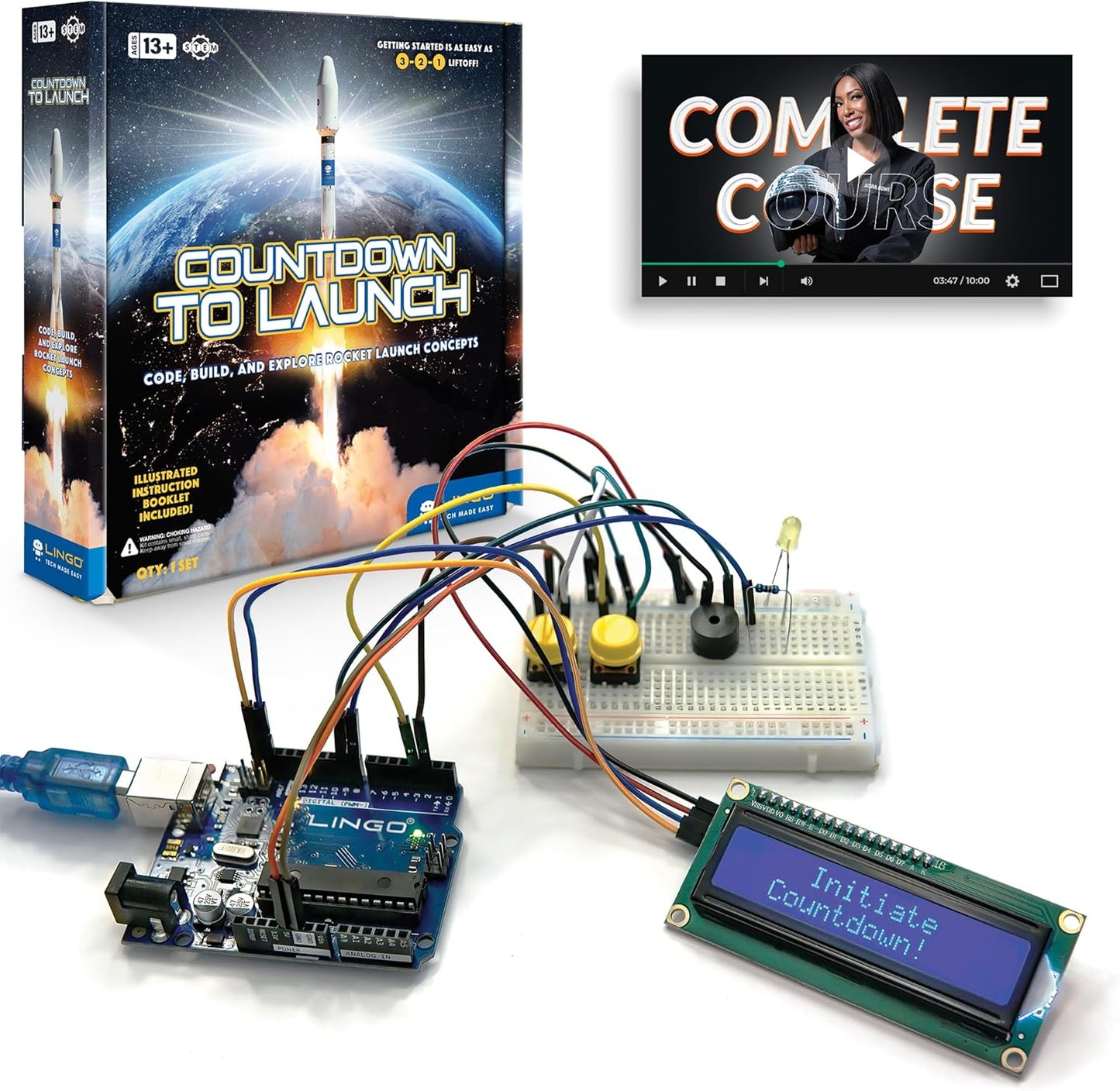 LINGO Countdown to Launch STEM Coding Kit - Build, Code & Explore Rocket Launch Concepts - Science Kits for Kids Ages 13+ Years for Birthdays & Holidays