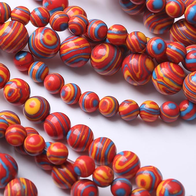 Red Yellow Blue Peacock Turquoise Stone Beads Gemstone Round Crystal Energy Jade Beads Stone Beads for Jewelry Making DIY Bracelet Necklace Jewelry Making 1 Strand 15.5inch 4MM