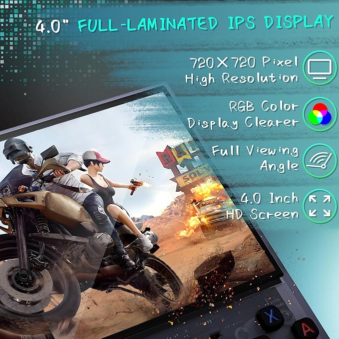 R36MAX Handheld Game Console, 40000+ Games Retro Gaming Console, 256GB TF Card Mini Retro Video Console, 4000mAh Rechargeable 4.0" IPS HD Screen Portable Pocket Arcade (Transparent Grey)