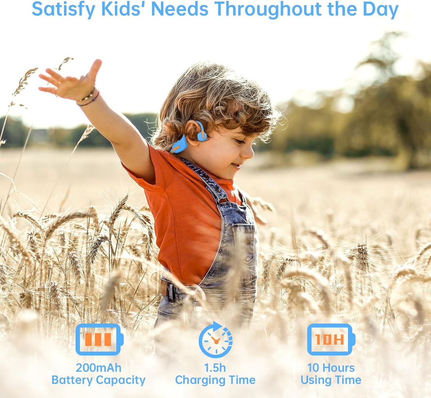 LOBKIN Kids Headphones Open Ear,Bluetooth 5.3 Air Conduction Wireless Lightweight Kids Earbuds IPX5 Waterproof with Microphone for School,Home and Outdoor Activities Gifts for Boys Girls