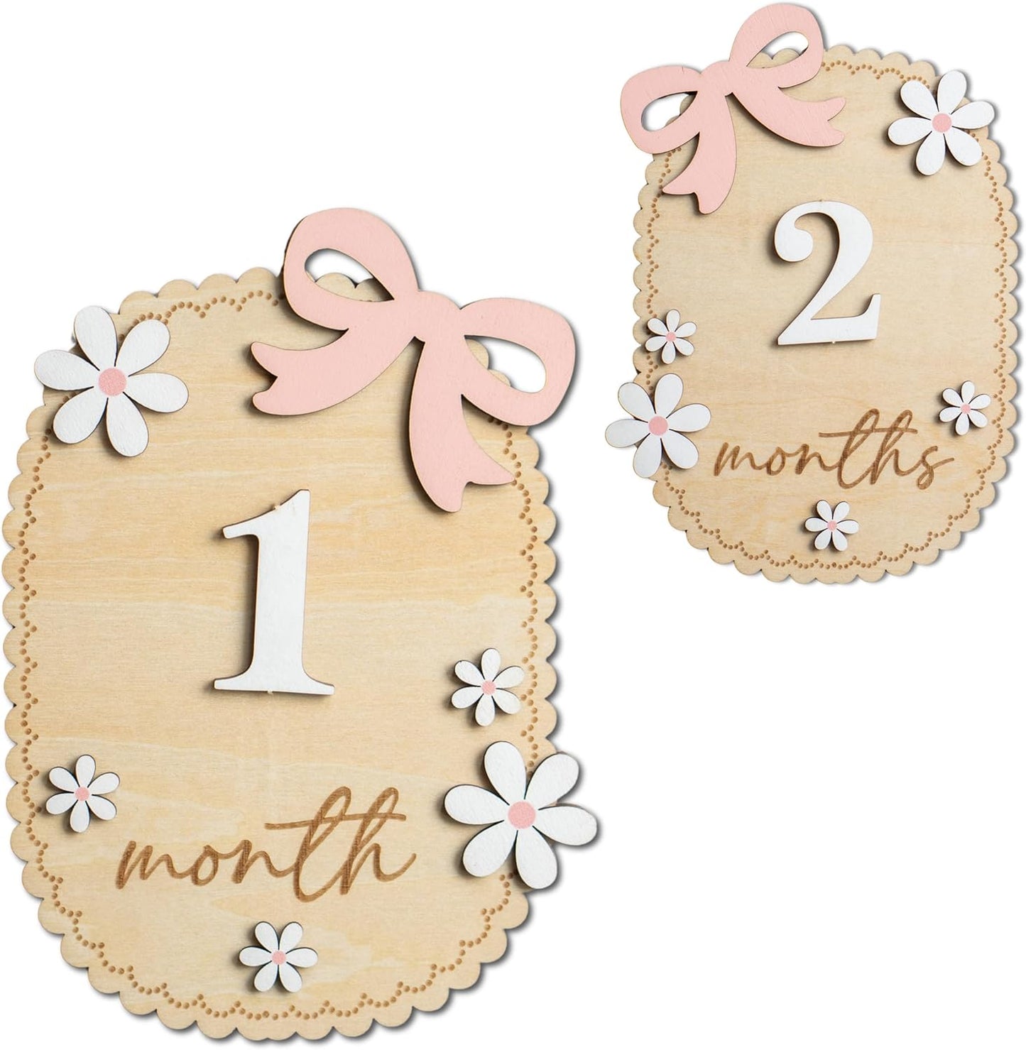 Baby Monthly Milestone Sign,1-12 Monthly Baby Milestone, Month Milestone Baby Girl, Baby Months Milestone, Newborn Photography Props Double-Sided (B13)